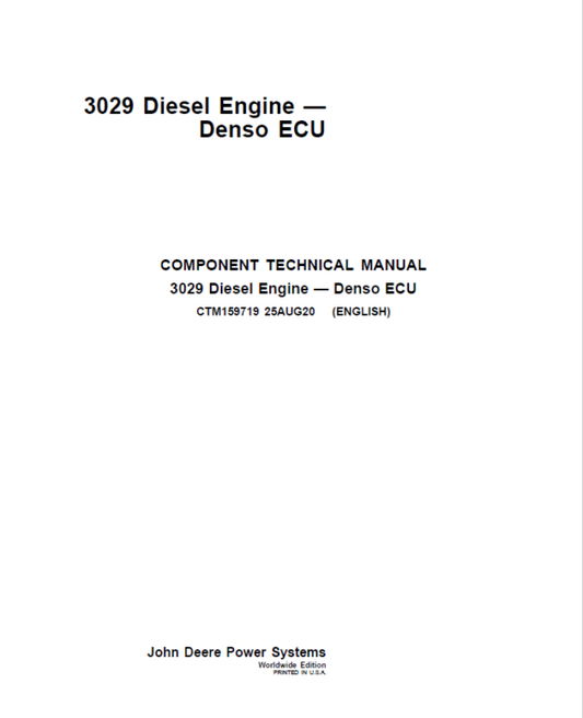 John Deere 3029 Diesel Engine – Denso ECU Repair Manual (CTM159719) Workshop Guide