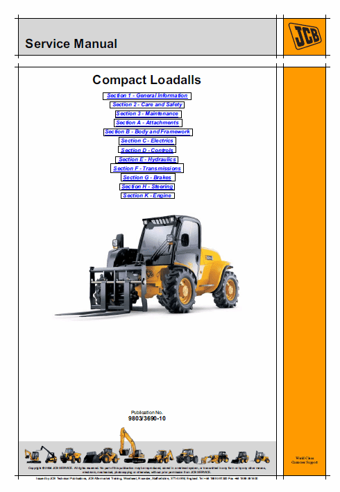 JCB 520-40, 524-50, 527-55 Compact Loadalls Service Manual Workshop Guide