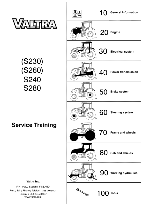 Valtra S230, S240, S260, S280 Tractors Workshop Repair Manual Workshop Guide