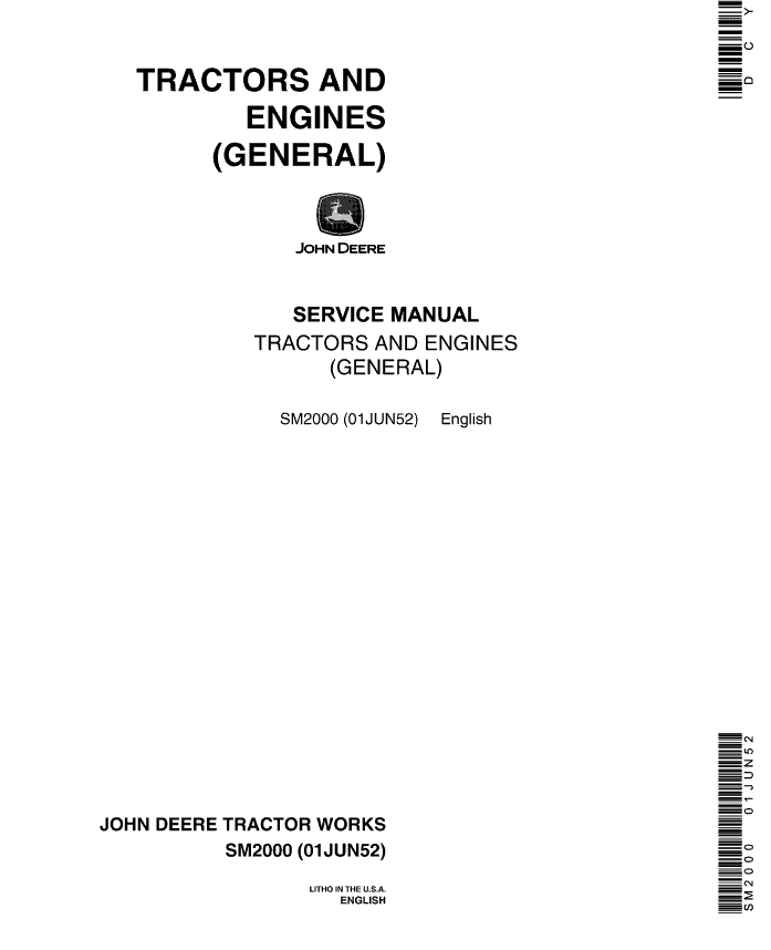 John Deere Tractors and Engines General Repair Manual (SM2000) Workshop Guide