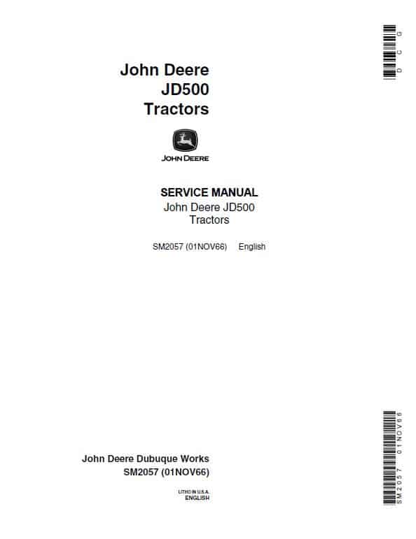 John Deere JD500 Tractor Loader Repair Technical Manual (SM2057) Workshop Guide