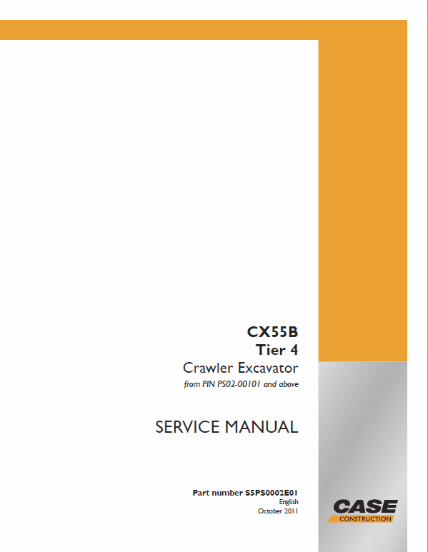 Case CX55B Mini Excavator Service Manual Workshop Guide