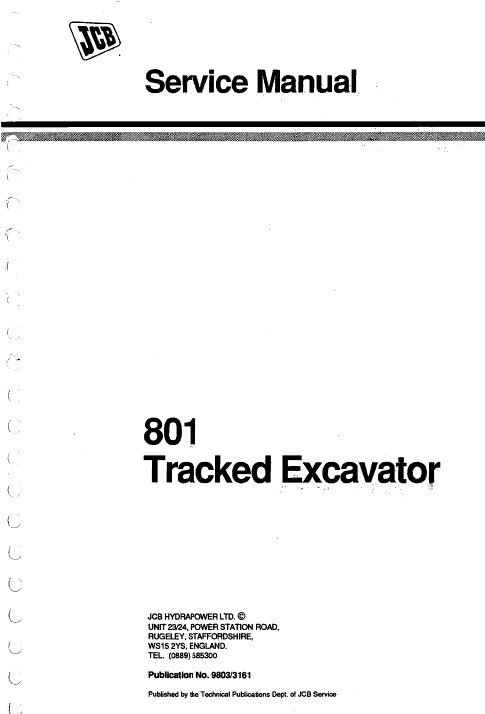 JCB 801 Tracked Excavator Service Manual Workshop Guide