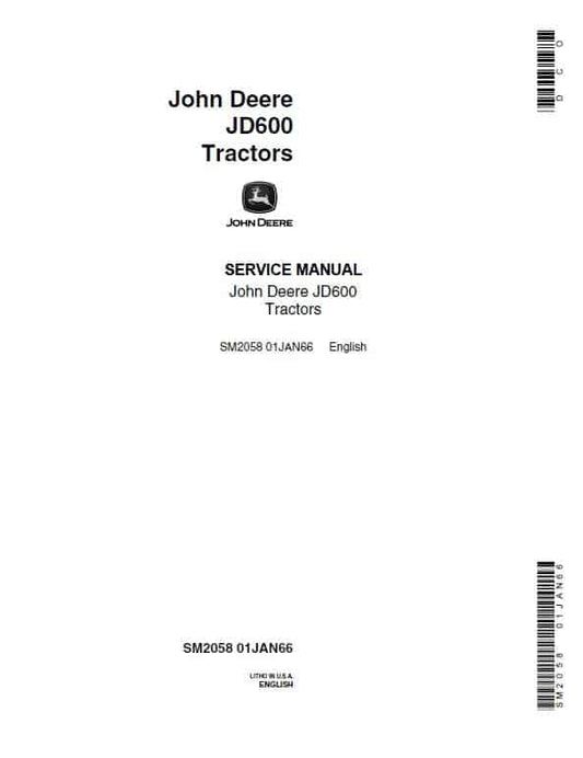 John Deere JD600 Tractor Repair Technical Manual (SM2058) Workshop Guide