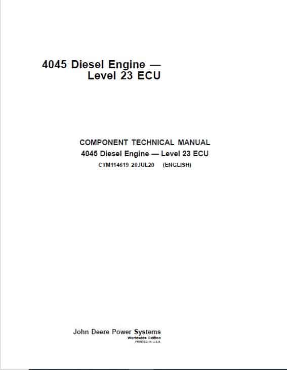 John Deere PowerTech 4045 Engine Level 23 ECU Component Technical Manual (CTM114619) Workshop Guide