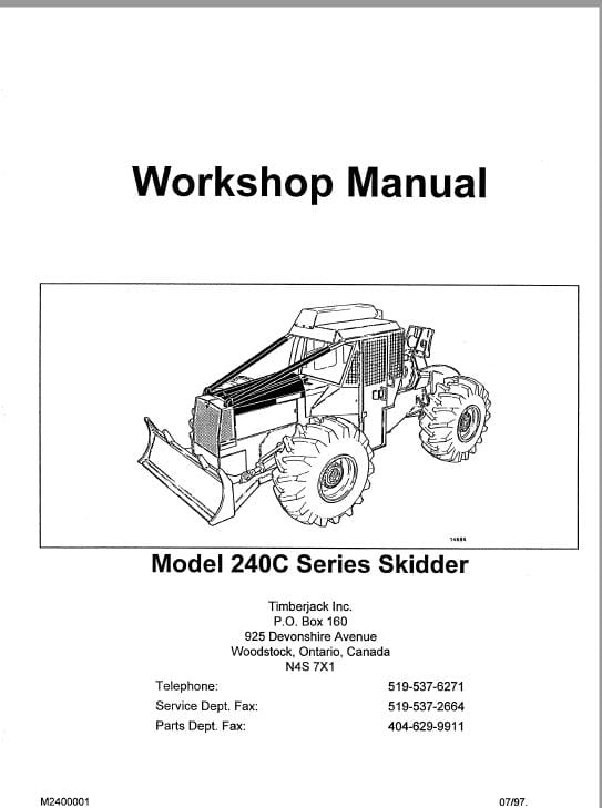 Timberjack 240C Skidder Service Repair Manual (973063 and Up) Workshop Guide