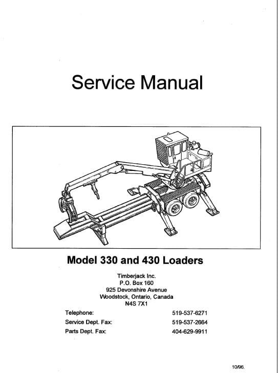 Timberjack 330, 430 Knuckle Boom Loader Service Repair Manual Workshop Guide