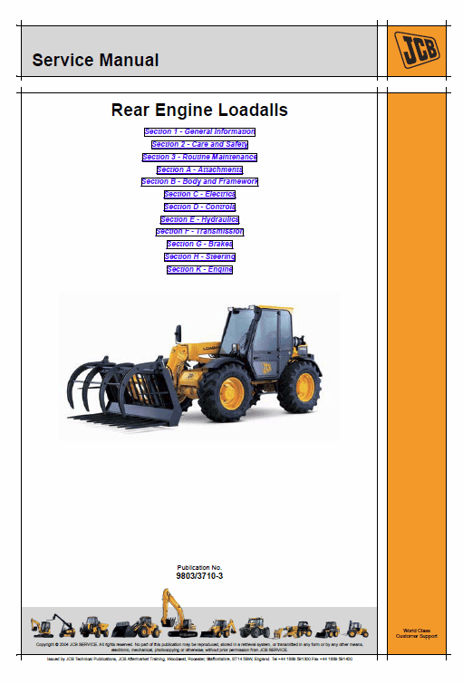 JCB 526, 526S, 528-70, 528S Loadall Service Manual Workshop Guide