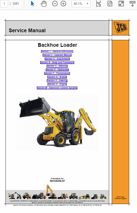 JCB 3CX, 4CX, 5CX Backhoe Loader Service Repair Manual (Tier 4i & Tier 4F, SN 2254521 – 2274521)