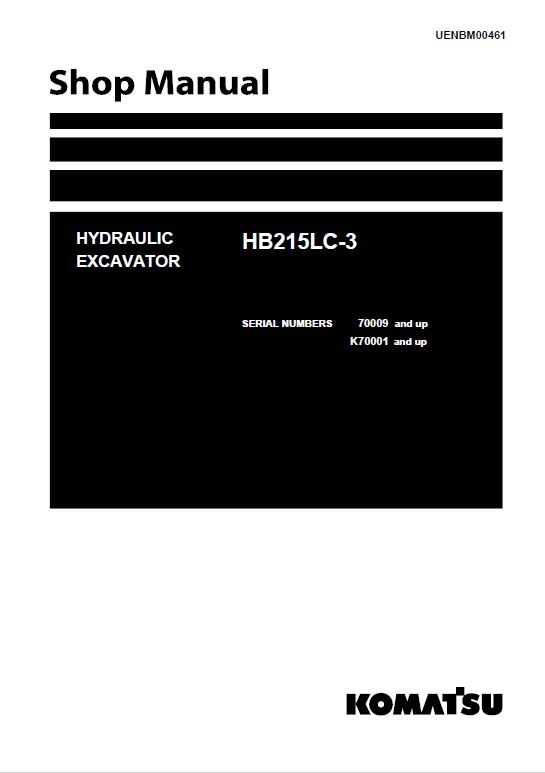 Komatsu HB215LC-3 Excavator Repair Service Manual Workshop Guide