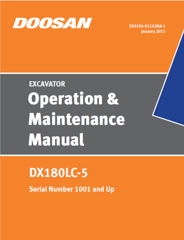 Doosan DX180LC-5 Excavator Repair Service Manual Workshop Guide