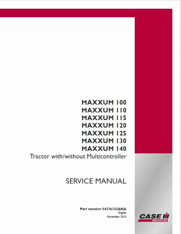 Case MXU100, MXU110, MXU115 Maxxum Tractor Service Manual Workshop Guide