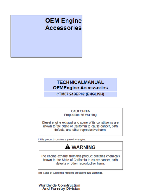 John Deere OEM Engine Accessories Service Repair Manual (CTM67) Workshop Guide