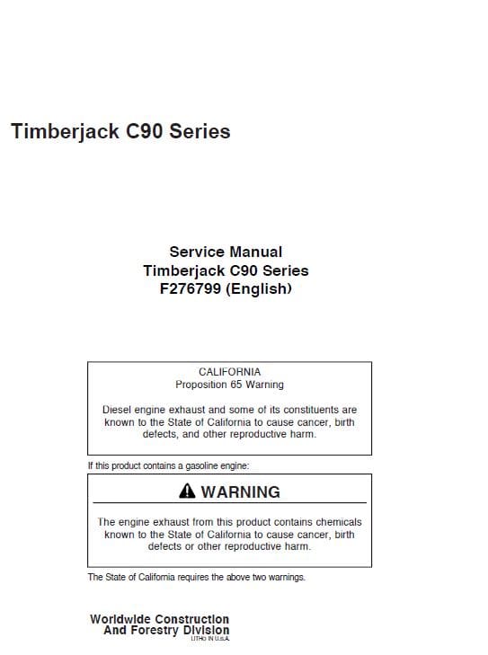 Timberjack C90 Series Delimber Service Repair Manual Workshop Guide