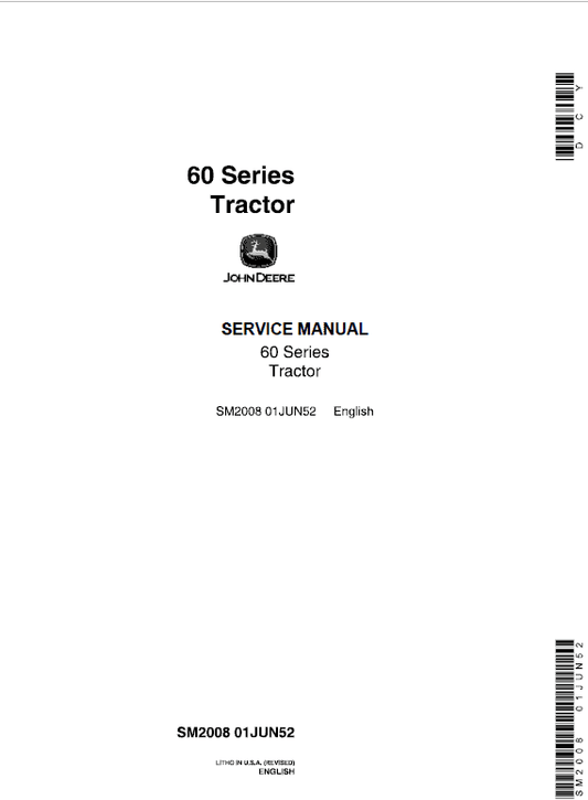 John Deere 60, 620, 630 (60 Series) Tractors Technical Manual Workshop Guide