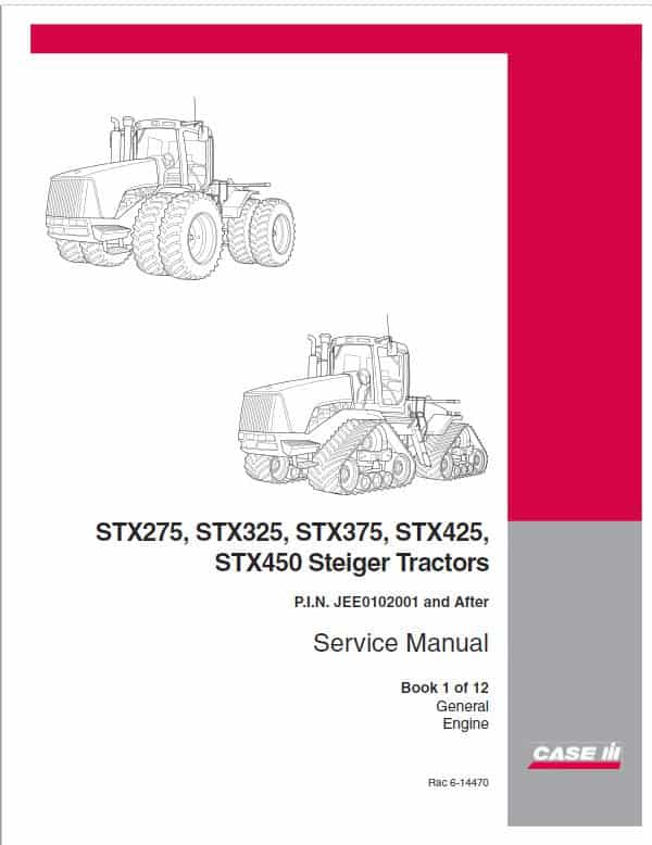 Case STX275, STX325, STX375, STX425, STX450, STX500 Steiger Tractor Service Manual Workshop Guide