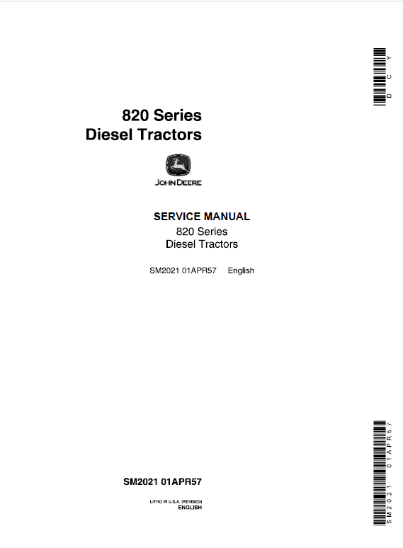 John Deere 80, 820, 830 (80 Series) Tractors Technical Manual Workshop Guide