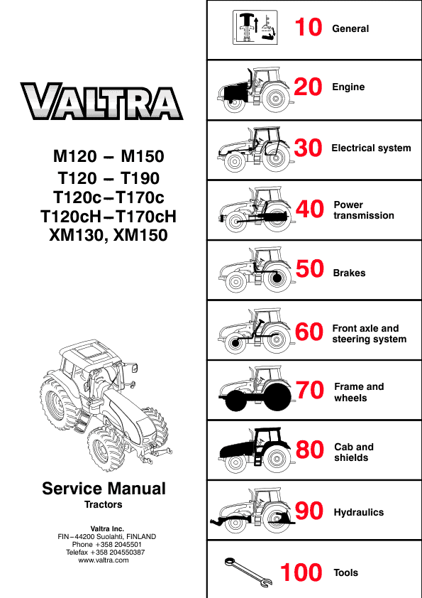Valtra T120c, T120ch, T130c, T130ch, T140c, T140ch, T160c, T160ch, T170c, T170ch Repair Manual Workshop Guide