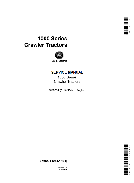 John Deere 1000 and 1010 Series Crawler Tractors Technical Manual (SM2034) Workshop Guide