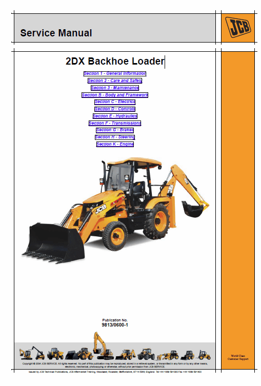JCB 2DX Backhoe Loader Service Manual Workshop Guide