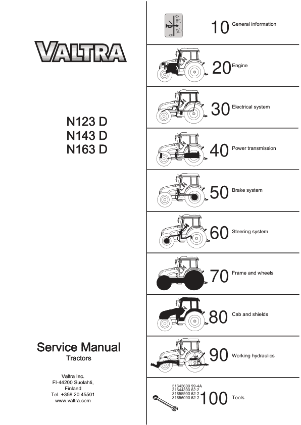 Valtra N123D, N143D, N163D Tractors Service Repair Manual Workshop Guide