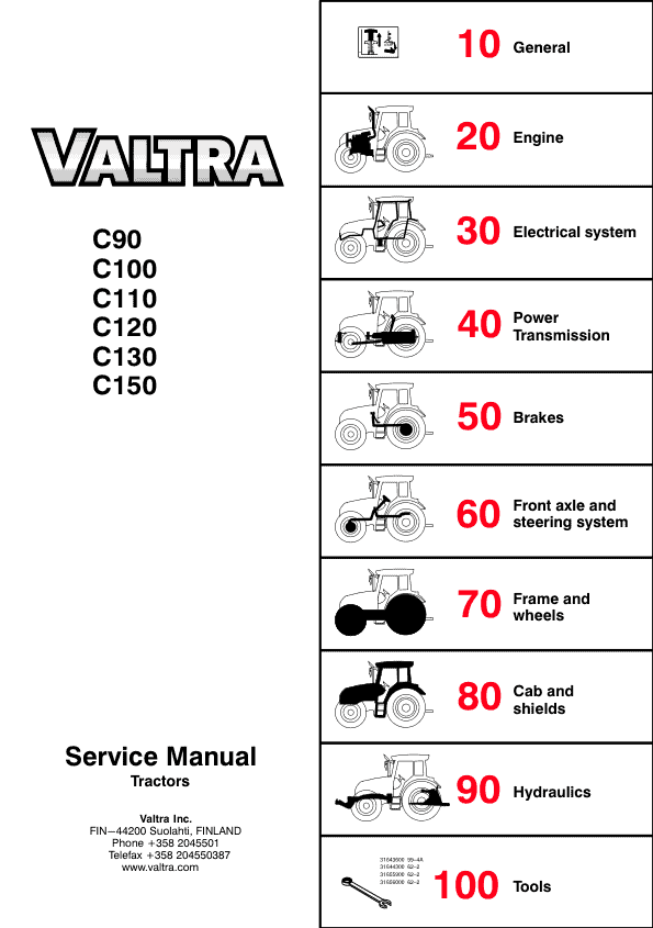 Valtra C90, C100, C110, C120, C130, C150 Tractors Service Repair Manual Workshop Guide