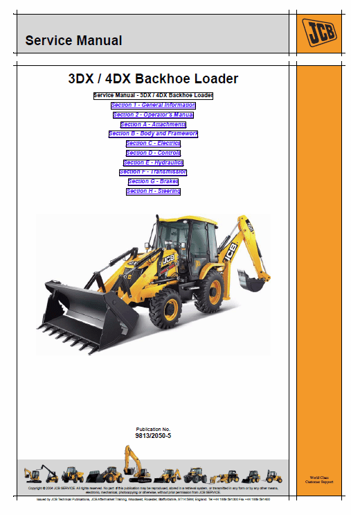 JCB 3DX, 4DX India Backhoe Loader Service Manual Workshop Guide