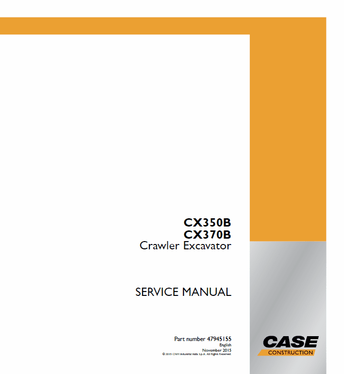 Case CX350B, CX370B Crawler Excavator Service Manual Workshop Guide