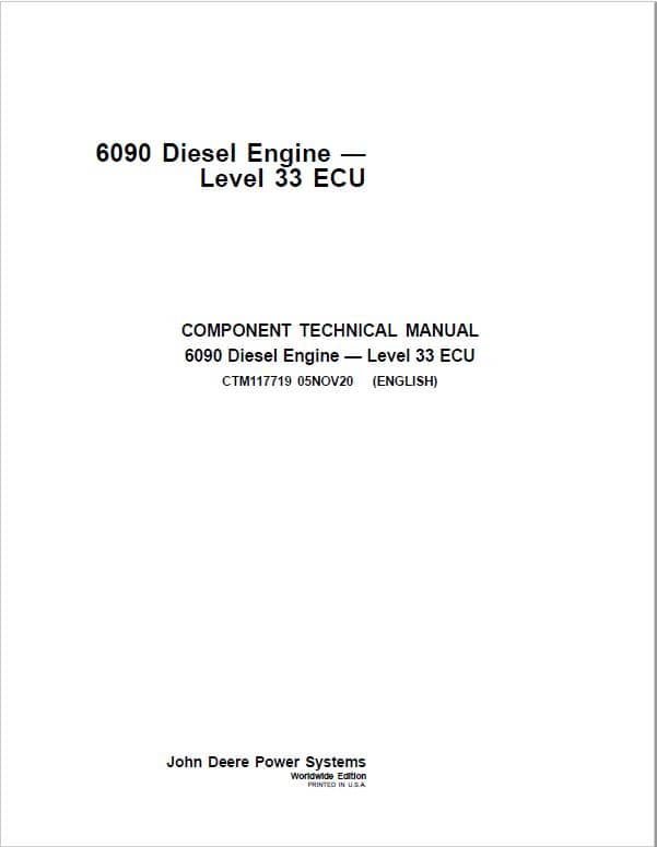 John Deere 6090 Diesel Engine Level 33 ECU Service Repair Manual (CTM117719) Workshop Guide