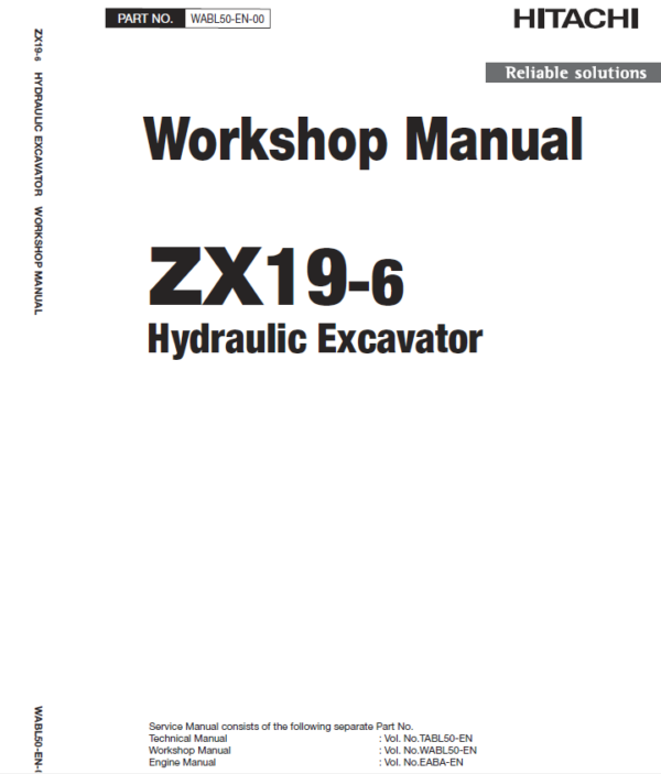 Hitachi Zaxis ZX19-6 Mini Excavator Service Repair Manual Workshop Guide