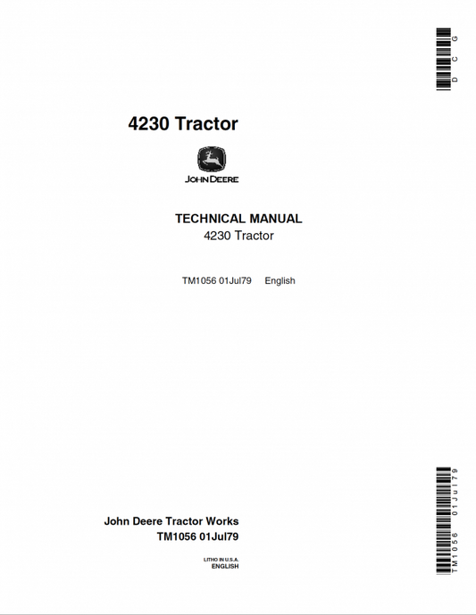 John Deere 4230 Compact Utility Tractors Technical Manual (TM1056) Workshop Guide