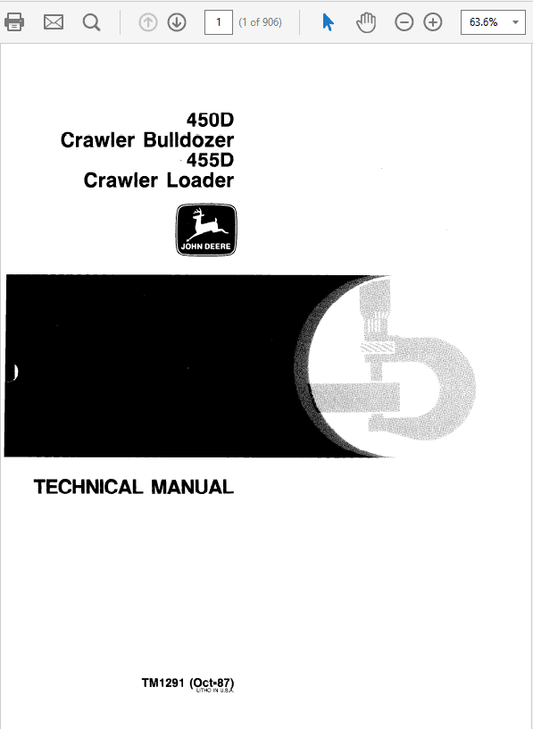 John Deere 450D, 455D Crawler Bulldozer Loader Technical Manual Workshop Guide