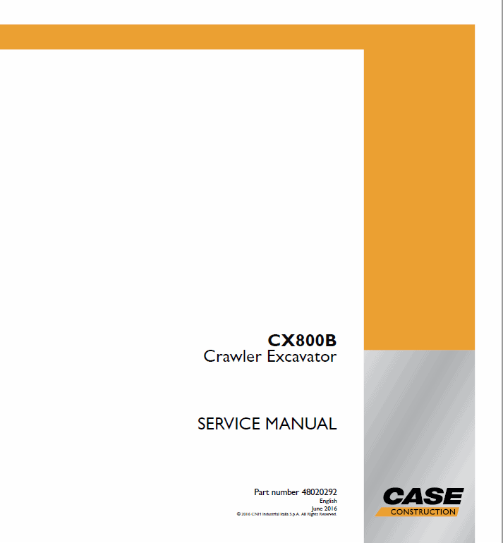 Case CX800B Crawler Excavator Service Manual Workshop Guide