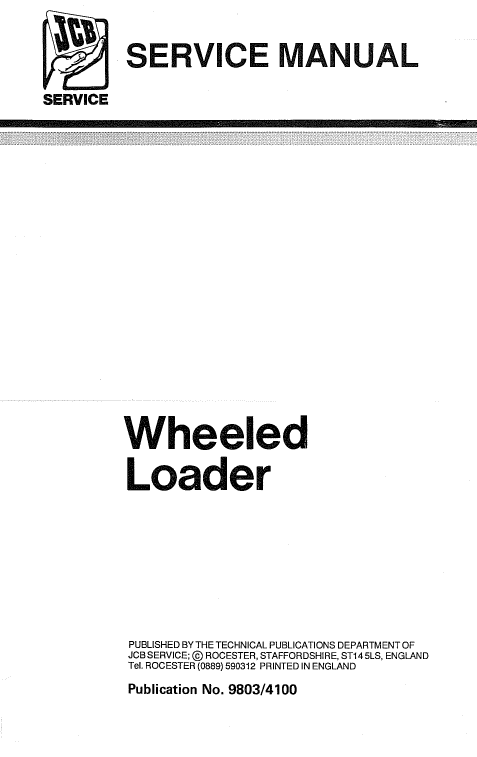 JCB 410, 412, 415, 420, 425, 430 Wheeled Loader Service Manual Workshop Guide