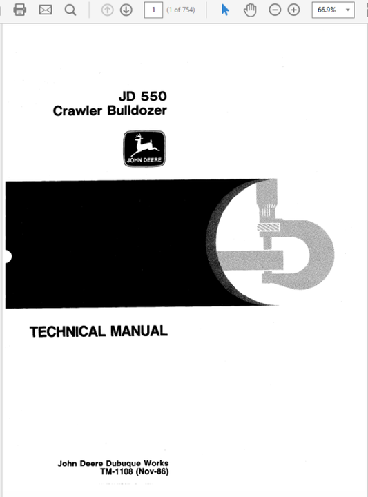 John Deere 550 Crawler Bulldozer Repair Technical Manual (TM1108) Workshop Guide