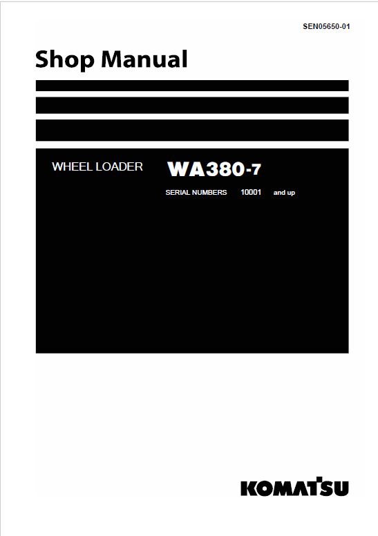 Komatsu WA380-7 Wheel Loader Service Manual Workshop Guide