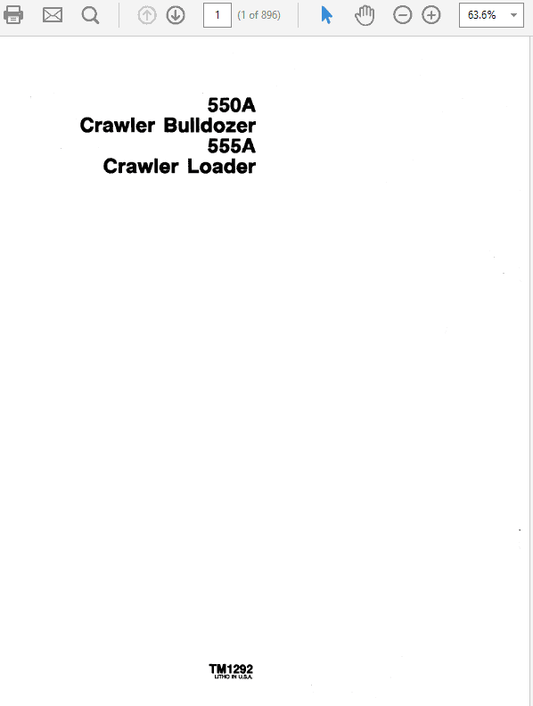 John Deere 550A, 555A Crawler Bulldozer Loader Technical Manual Workshop Guide