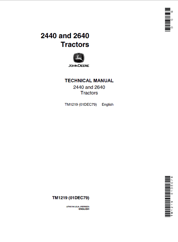 John Deere 2440, 2640 Tractors Repair Technical Manual (SN. after 341000 -) Workshop Guide
