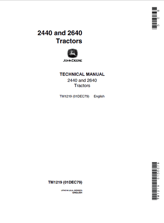 John Deere 2440, 2640 Tractors Repair Technical Manual (SN. after 341000 -) Workshop Guide