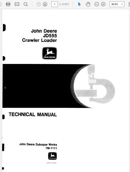 John Deere 555 Crawler Loader Repair Technical Manual (TM1111) Workshop Guide