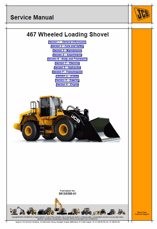 JCB 467 Wheeled Loader Shovel Service Manual Workshop Guide
