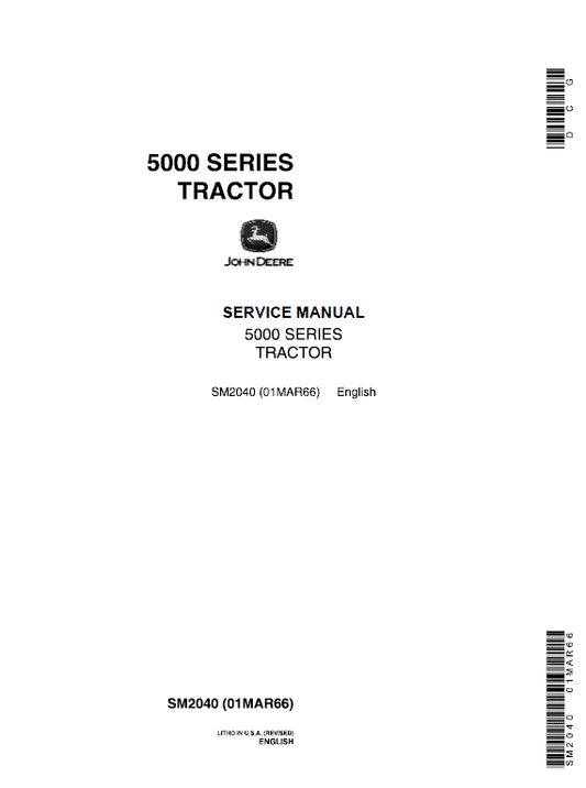 John Deere 5010, 5020 Tractors Repair Technical Manual SM2040 & (TM1022) Workshop Guide