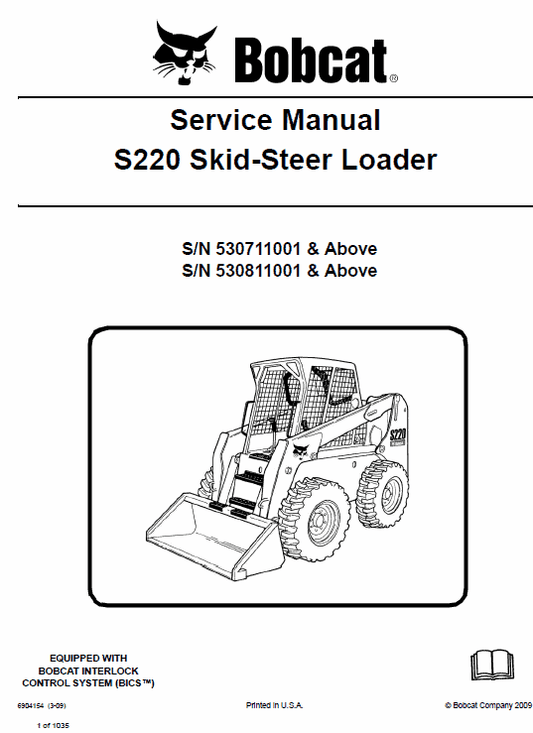 Bobcat S220 Skid-Steer Loader Service Manual Workshop Guide