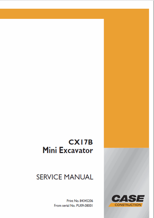 Case CX17B Mini Excavator Service Manual Workshop Guide