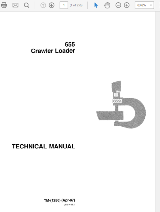 John Deere 655 Crawler Loader Repair Technical Manual (TM1250) Workshop Guide