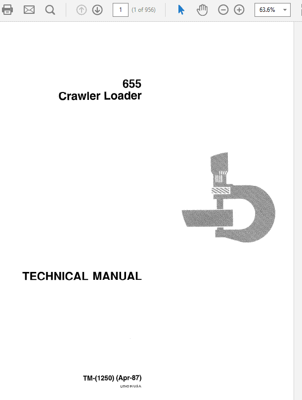 John Deere 655 Crawler Loader Repair Technical Manual (TM1250) Workshop Guide