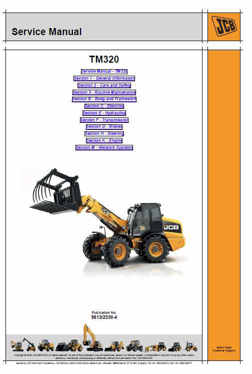 JCB TM320 Wheeled Loader Shovel Service Manual Workshop Guide