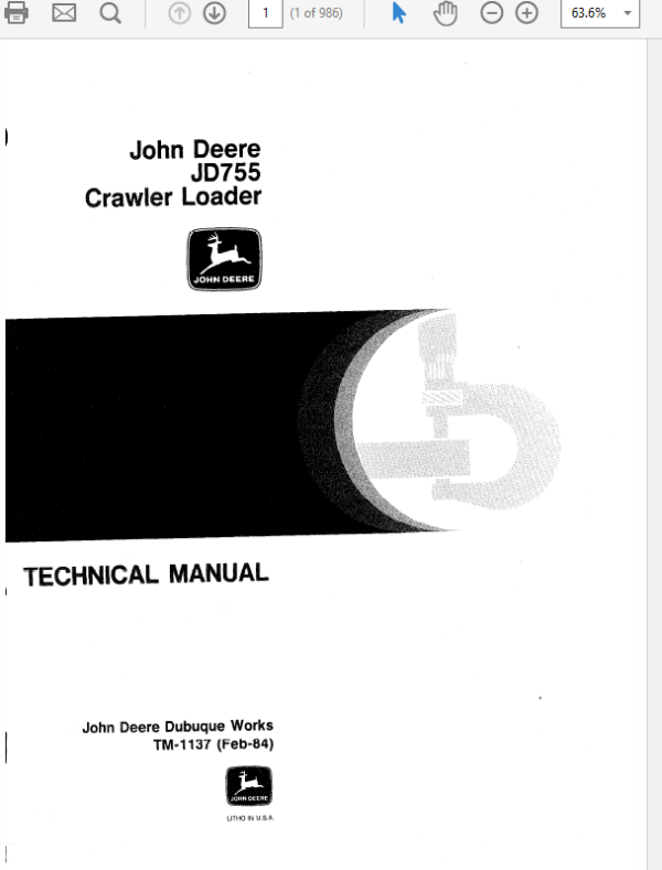 John Deere 755 Crawler Loader Repair Technical Manual (TM1137) Workshop Guide