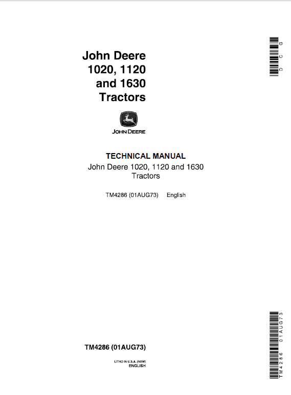 John Deere 1020, 1120, 1630 Tractors Repair Technical Manual (S.N from 115000L – ) Workshop Guide