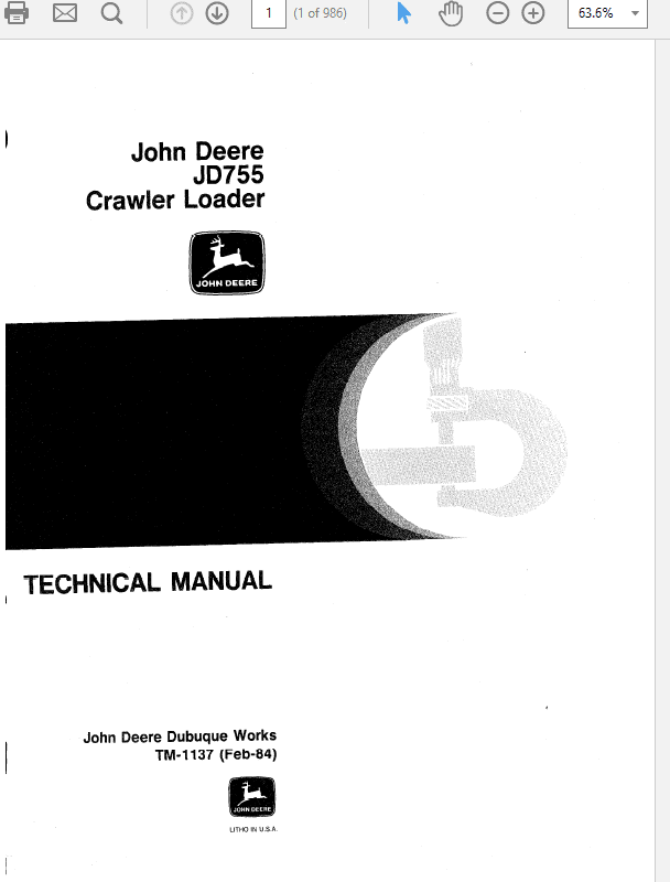 John Deere 755 Crawler Loader Repair Technical Manual (TM1137) Workshop Guide